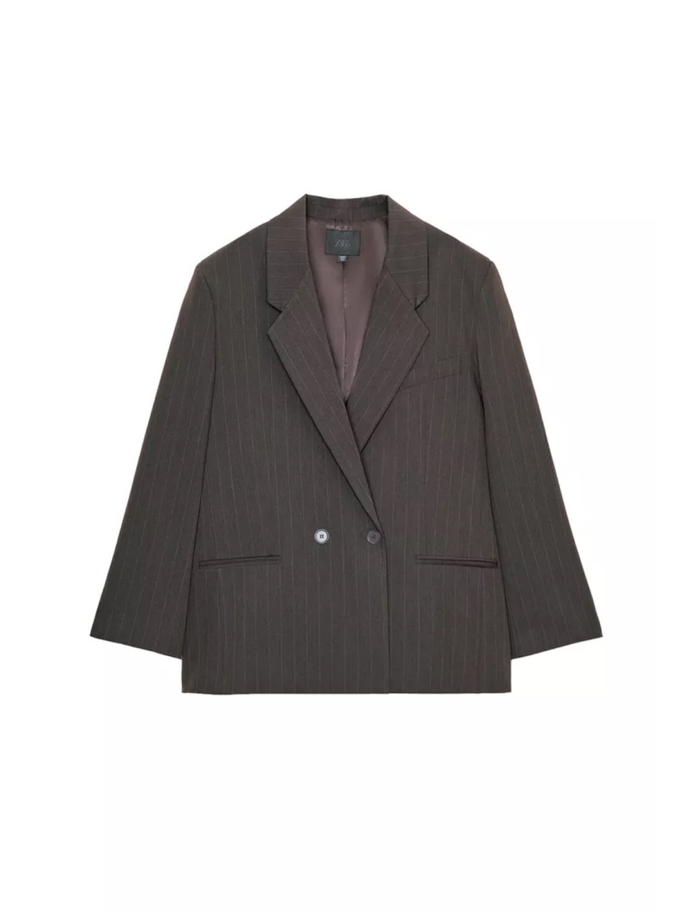 Zara Chocolate Brown Pinstripe Oversized Blazer